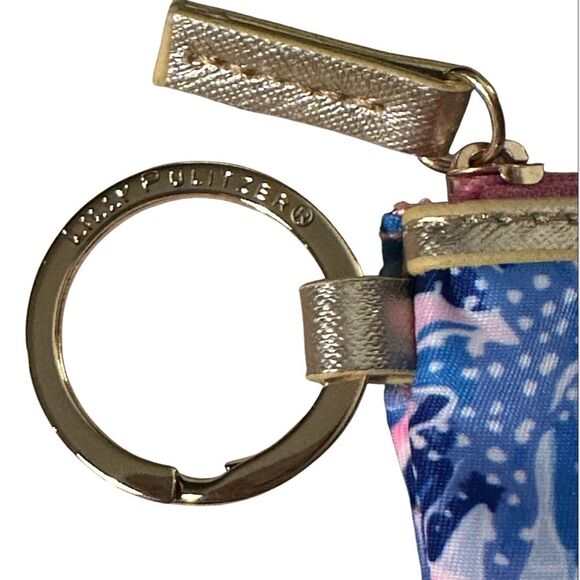 Lilly Pulitzer ID Case Wallet in Shade Seekers Blue Pink Swirl w/Gold Ring. NWOT - Picture 4 of 6